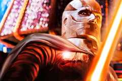 Darth Malak from Star Wars Knights of the Old Republic standing over Kashyyyk, brandishing his red lightsaber.