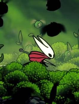 hornet running through moss in hollow knight silksong.